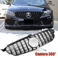 KÜHLERGRILL VORNE SCHWARZ FÜR MERCEDES C-KLASSE W205 AMG LOOK CAMERA 360°