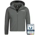 Kirkjubøur® Hestur Herren SOFTSHELLjacke 10.000 mm Wassersäule mit Kapuze und Fleecefutter, atmungsaktiv und wasserabweisend mit Stehkragen, Outdoor (as3, alpha, m, regular, regular, Grau)