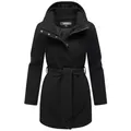Marikoo Kurzmantel Katalinaa Eleganter Wickel Mantel mit Taillengürtel und Oversized Hood Kapuze schwarz XXL (44)