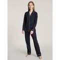 CALIDA Schlafanzug Night Lovers (2 tlg) Knopfleiste, Pure Cotton, Interlock-Qualität, Langarm blau XS (36/38)