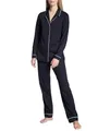 CALIDA Night Lovers Pyjama, durchgeknöpft Damen, aus 100% Supima-Baumwolle, mit stoffbezogenem Gummibund Dark Lapis Blue 36-38