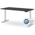 ASSMANN Büromöbel Schreibtisch PITINO Curved (140x70cm Weiß Anthrazit Kollisions-Schutz, Elektrisch höhenverstellbar, einfache Montage, für Büro und Homeoffice), TÜV-zertifiziert, Blauer Engel, 5 Jahre Herstellergarantie 140 cm x 121 cm x 70 cm