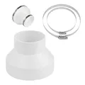 BUCOMTU Runder Abluftschlauch Adapter 150-100 mm mit 2 Edelstahl Rohrschellen, Reduzierstück aus ABS, für Lüftungskanäle