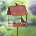 Rost Gartenstecker "Vogelhaus" aus Metall mit Edelrost, Vogelhäuschen, Vogelfutterhaus, Futterhaus - Braun