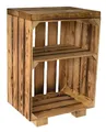 Kistenkolli Altes Land Allzweckkiste Nachttisch geflammt mit geflammten Holzplanken (Spar-Set, 1er Set)