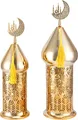 TRIROCKS Ramadan Laternen Set 29cm & 36cm Gold elektrische Kerzenhalter, 2 STK