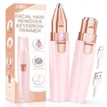 Augenbrauenrasierer & Gesichtshaarentferner für frauen: 2-in-1 Augenbrauen Trimmer und Gesichtsrasierer frauen, iFanzeTech Gesicht-Epilierer Damen für Oberlippe,Kinn und Wangen, Rosa