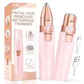 Gesichtsrasierer Damen 2in1 Augenbrauen Trimmer mit LED Licht USB Ladegerät