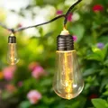 1.10 Lichterkette mit 10 Glühbirnen - ca. 450 cm - LIGHTING CHAIN mit Netzteil und Timer - Transparent