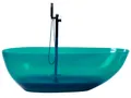 BELIANI Badewanne Blaugrün Mineralwerkstoff 169x78 cm Oval Freistehend mit Klickverschluss Stöpsel für 1 Person Modernes Design Badezimmer Ausstattung