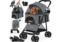 Lovpet Hundebuggy 2in1 Hundewagen max. bis 20kg Buggy für Haustiere, (Hundebox & Tasche mit Regenschutzabdeckung Getränkehalter Kuscheldecke), Haustier- & Katzenbuggy faltbar & klappbar mit Netzfenster