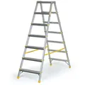 Podestleiter beidseitig aus Aluminium ALVE EUROSTYL, 2x7 Stufen, Höhe 1,46 m
