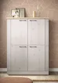 Highboard OTTO HOME "Country Höhe 160 cm u. Breite 118 cm, Kommode mit 4 Türen", beige (eiche meringa nb, eiche cadiz nb), B:118cm H:160cm T:44cm, Sideboards, Highboard, Schrank im Landhausstil, viel Stauraum, mit Metallgriffe, MDF-Rahmen