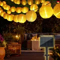 Bowfar Solar Lichterkette Lampions Außen, 10M 50 LED Laternen 1200mAh Solar 