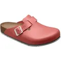 Birkenstock Damen Herren Boston Pro Hausschuhe Leder Pantoletten - Anatomischer Clog Zertifiziert EN ISO 20347:2043, Berufsschuhe für Medizin & Gastronomie rot 46 EU