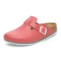 Birkenstock Damen Herren Boston Pro Hausschuhe Leder Pantoletten - Clogs - Zertifiziert nach EN ISO 20347:2043 - Berufsschuhe für Medizin, Gastronomie und Service - Mars Red - 46