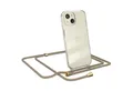 EAZY CASE Handykette mit-/ ohne Magsafe Hülle für iPhone 15 6,1 Zoll, Ketten Hülle Schultergurt Schutz Hülle Tasche mit Band Bunt Clip Gold