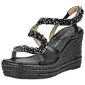 Alma en Pena ALMA EN PENA Sandalen Leder/Textil Keilsandalette schwarz 36 EU