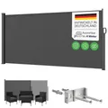 STEELSØN Zirella Seitenmarkise 160x400cm – Windschutz ausziehbar in Anthrazit – Markise wetterfest – Sichtschutz – Seitenrollo mit Wandhalterung – Sonnenschutz Blickdicht – Wandmarkise aus Aluminium