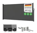 STEELSØN Seitenmarkise Zirella mit individuell einstellbarer Länge (anthrazit, 160x400 cm) Windschutz mit Griff, Sichtschutz ausziehbar, für Garten/Terrasse