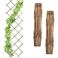Relaxdays Rankgitter, ausziehbar, 3er Set, Rankhilfe Kletterpflanzen, 180x60 cm, Garten, Balkon & Terrasse, Holz, braun - Hellbraun