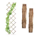 Relaxdays Rankgitter ausziehbar, 3er Set, Rankhilfe Kletterpflanzen, 180x60 cm, Garten, Balkon, Terrasse, Holz, Geflammt