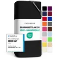 Jacobson Spannbettlaken BOXSPRING & ÜBERLÄNGE aus 100% Baumwolle, für hohe & lange Matratzen, Jersey Bettlaken 160 g/m2, OEKO-TEX® schwarz 140 - 160 cm x 220 cm