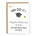 Karte YOU DID IT ! Glückwunschkarte mit Briefumschlag - Klappkarte zum Gratulieren