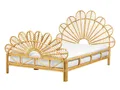 Bett Rattan hellbraun Lattenrost 140x200 cm Kopf- & Fußteil Pfauform Florent