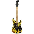EVH LTD Striped Series Frankenstein MN Black with Yellow Stripes Aged - E-Gitarre