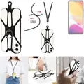 K-S-Trade 3in1 Handykette Handyband Handykordel Halsband Smartphone-Ring Handy-Ring kompatibel mit Cubot Note 21 Fingerhalterung Handyring