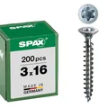 SPAX Universalschraube, 3,0 x 16 mm, 200 Stück, T-STAR plus, Senkkopf, Vollgewinde, 4CUT, WIROX A3J, 1191010300163, blank verzinkt