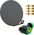 PremiumX SAT Anlage 80cm Antenne GreenDiamond Quad LNB 8x F-Stecker