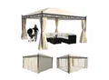 Pergola Calpe, Garten Pavillon, stabiles 7cm-Gestell mit Seitenwand + Moskitonetz ~ creme 4x3m