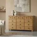 Schubladenschrank COLMAR, Gebeizt - Apothekerkommode mit Muschelgriffen aus Metall, 12 Schubladen für Stauraum, Sideboard im Landhausstil, Kiefer Massivholz