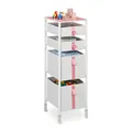 Relaxdays Kommode, Kinder, 4 Stoffschubladen, HBT: 109,5 x 36 x 40,5 cm, Schubladenschrank, Metallgestell, weiß/rosa