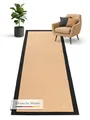 carpetfine Sisalteppich Läufer Naturfarbe 60x180 cm handgewebt mit Bordüre aus Baumwolle in Anthrazit | Rutschfester Flachgewebe Teppichläufer Uni aus Naturfasern für Wohnzimmer, Schlafzimmer