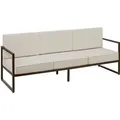 Tectake Garten Loungesofa Comosa Dicke Des Sitzpolsters 14 cm Wasserabweisende  Abnehmbare Polyesterbezüge  78 x 210 x 85 cm Braun Beige
