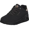 Skechers Damen Uno Shimmer Away Trainers, Black Durabuck, Rose Gold Duraleather/Mesh Tr, 37 EU