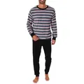 Normann Pyjama Herren Frottee Schlafanzug lang, Pyjama mit feinem Ringel-Muster rot 60