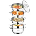 Kaufbei BEM 30 cm Dampfgarer Dampfkocher Mantowarka Mantykocher Edelstahl Deckel