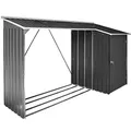 Duramax WoodStore Combo 8 x 3 Kaminholzunterstand, Holzlager mit seitlich geschlossenem Stauraum, Tür mit Schlüssel abschließbar, Boden zum Anheben des Holzes, Anthrazit