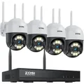 ZOSI 3MP Überwachungskamera Set WLAN Aussen ohne Festplatte, 4X Pan Tilt IP Dome Kamera 355°/140° Schwenkbar, Personenerkennung, Farbnachtsicht