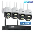 ZOSI 8CH NVR WLAN Außen Überwachungskamera Set PTZ Weiß 3MP Dome Kamera OhneHDD