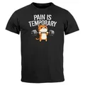 MoonWorks Print-Shirt Herren T-Shirt Fitness Sport Gym Bodybuilding Katze Spruch Lustig mit Print schwarz XL