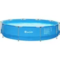 Tectake Swimming Pool Summertime Rund Solider Stahlrahmen  360 x 360 x 76 cm Blau