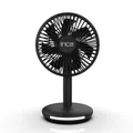 İnca IMF-16B Tischventilator Leise, 4 Geschwindigkeiten, Type C Ventilator, 2000 mAh Akku Ladefähige Ventilatoren, Ausführen Bis zu 3-8 Std LED‑Nachtlicht, für Zuhause, Büro - Schwarz