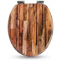 Sanfino WC-Sitz „Industrial Wood“ hochwertiger Toilettendeckel mit Absenkautomatik, aus Holz, viele bunte Motive, hoher Sitzkomfort, einfache Montage