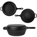 osoltus Kombi Topf Gusseisen 26cm / 3 Liter Gusseisen 2 Teile Topf + Bratpfanne als Deckel