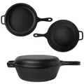 osoltus Kombi Topf  2 in 1 aus Gusseisen 26cm Bräter & Bratpfanne als Deckel